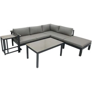 Lounge-Eckgruppe Sofalounge Grau ALU 5-tlg L 100 cm Veranda Terrasse Patio Hof - Bild 1 von 2
