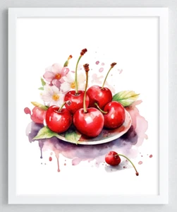 Cherries Wall Art Print, Cherry Kitchen Art Print, Food Home Decor Art #103 - Picture 1 of 2