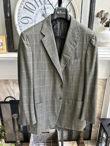 KITON CIRO PAONE men's sport jacket coat wool cashmere multicolor check US 44L - Picture 1 of 11