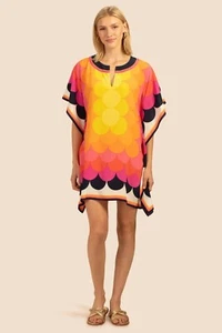 Soft Silk Crepe Kaftan, New Short Caftan , Beach Wear, Multi Color Kaftan J5702 - Picture 1 of 3