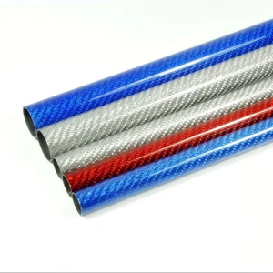 4 Stück Außendurchmesser 18 mm * ID 16 mm * 1000 mm glänzende Oberfläche Kohlefaser 3K Rohr blau/rot/silber - Bild 1 von 10