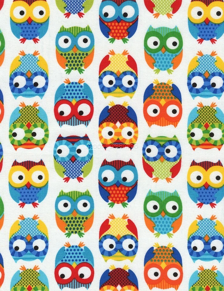 BTY Timeless Treasures Owls en tela de algodón BLANCA por yarda C8366 Foto 1 de 2