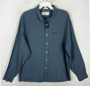 Abercrombie & Fitch Linen Button Down Shirt Mens XL New Blue Long Sleeve Relaxed - Picture 1 of 12