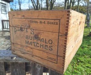 Caja de madera grande vintage Eddy's Buffalo Matchings - Imagen 1 de 5