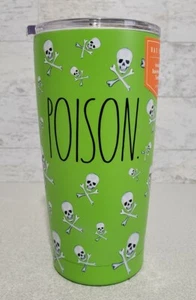 NEW Rae Dunn "POISON" Skull Crossbones Halloween Tumbler Green l7 ozs - Picture 1 of 5