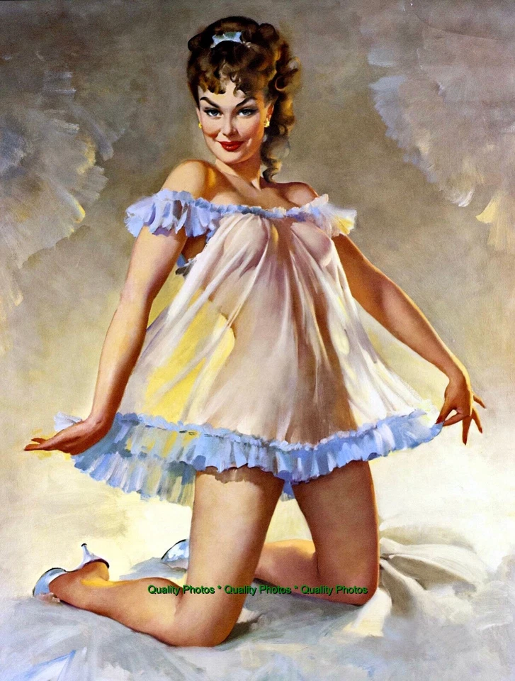 Impressão fotográfica Woman in Nightie Ready for Sleepy Time 8,5x11" Gil Elvgren pinup art - Imagem 1 de 1