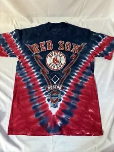 Boston Red Sox Shirt Liquid Blue Tie Dye Vintage Short Sleeve Men Medium - Picture 1 of 6