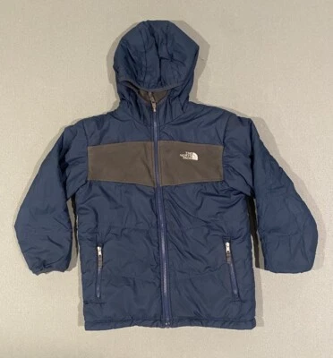 Chaqueta de invierno reversible North Face para niños talla M polar azul gris verdadero falso Foto 1 de 4