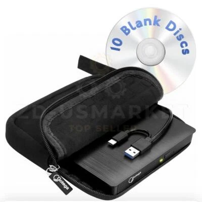 Slim Laptop External CD DVD RW Drive USB 3.0 Writer CD DVD Burner + 10 Discs - Image 1 of 4
