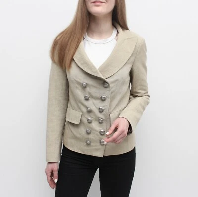 Chaqueta Blazer Auténtica Para Mujer ETRO Algodón Doble Pecho 44 ~S Hecha en ITALIA Foto 1 de 4