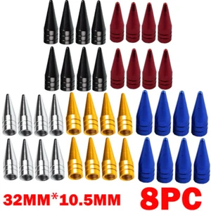 8Pc Pointed Spikes Bullet Valve Stem Cap Cover Tire Wheel Screw-On Aluminum US - Picture 1 of 16