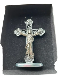 Pewter Metal Risen Christ Standing Crucifix 3 1/2" - Picture 1 of 3