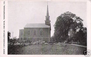 Cartolina Vermont VT Westminster prima chiesa congregazionale ca 1910-1920 - Foto 1 di 1