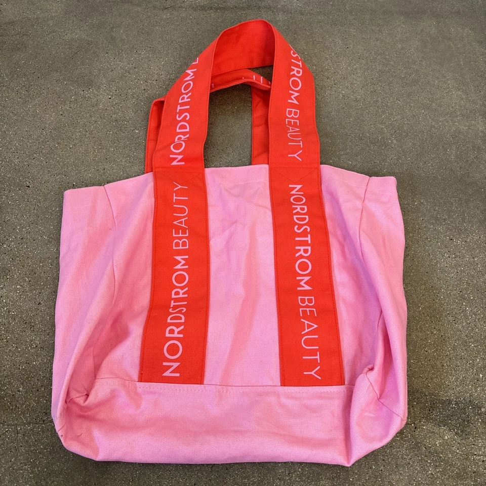 Bolso de Mano Nordstrom Beauty Lona Rosa y Rojo Foto 1 de 4