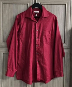 Van Heusen Dress Shirt 16.5 34/35 Lux Sateen Wrinkle Free Red - Picture 1 of 12