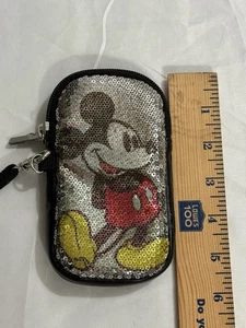 Disney Tech Mickey & Minnie Mouse Kuss Pailletten Handyhülle Geldbörse Kalbsleder Tasche - Bild 1 von 7