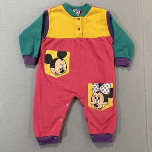Vintage Disney Mickey Mouse Einteiler Baby 18m Minnie Strampler Outfit 90er - Bild 1 von 14
