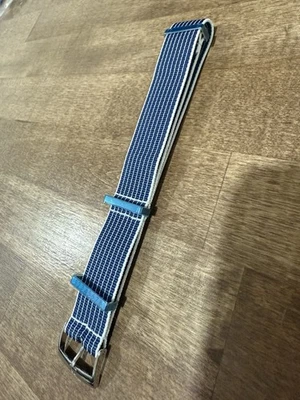Genuine Omega Nato Strap 20mm Polymide Blue and White Unworn - Image 1 of 4