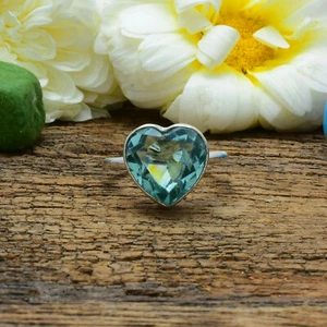Stupefacente Acqua Apatite Gemma 925 Argento Sterling Mano Anello Tutti Misura - Foto 1 di 3