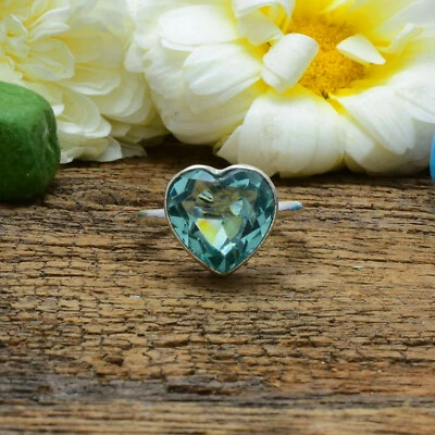 Fantastische Aquamarin Apatit Edelstein 925 Sterlingsilber Handmade Ring Alle Eu - Bild 1 von 3