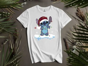 Disney Lilo And Stitch Christmas Lights Hoodie Tshirt Men Women Unisex AD428 - Picture 1 of 7