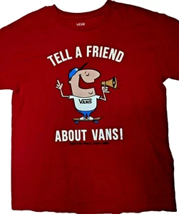 Vans  T-Shirt Youth XL Red Whimsical "Tell A Friend" Skateboard Theme Promo - Picture 1 of 7