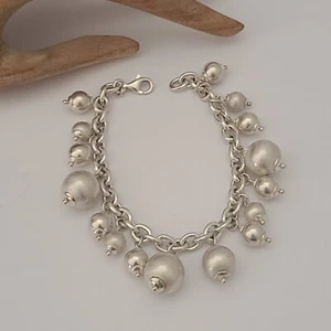 ITAOR ITALY STERLING SILVER MODERNIST BALLS DANGLES 7.5IN BRACELET 925 29G - Picture 1 of 5