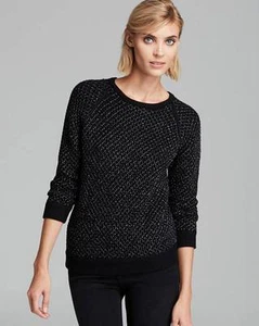 Marc Jacobs Black Silver Metallic Wool Jina L/S Sweater $258 NWT L - Picture 1 of 1