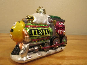 M&M Weihnachtszug Ornament Handarbeit mundgeblasenes Glas Kurt Adler M&Ms 2007 - Bild 1 von 12