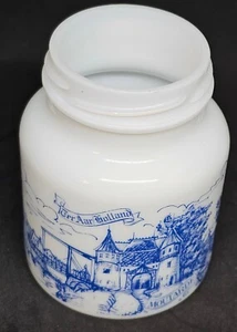 Blue and White Milk Glass Mustard Jar No Lid See Photos Ger Aur Holland - Picture 1 of 15