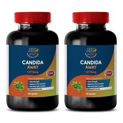 SPORT NUTRITION & VITAMINS CANDIDA AWAY Detox Antifungal Support Minerals Botanicals 2 Bottles-120 Capsules