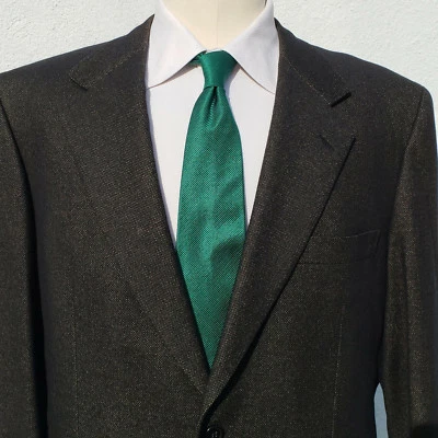 Abrigo deportivo reciente Brioni Traiano cachemir seda verde negro tejido franela 44R usado en excelente estado Foto 1 de 4