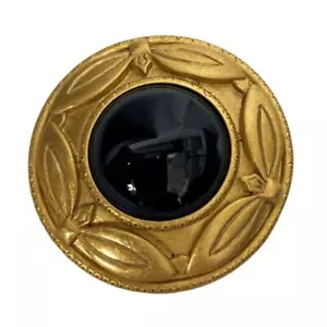 Monet Smithsonian Brosche Pin Vintage gebürstetes Gold Onyx stilisierte Motte Museum Schmuck - Bild 1 von 4
