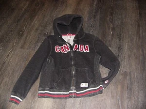HBC Hudsons Bay Oylmpic Team Canada Black Zip Up Hooded Sweater Womens L Ladies - Picture 1 of 6