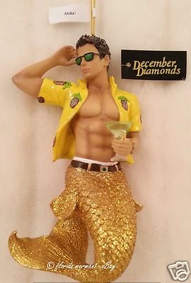 December Diamonds ALOHA Hawaii Merman Ornament 2014 NIB Collectible Gift Box - Image 1 of 4