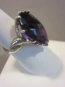Sterling Silver 17.0Ct African Amethyst Ring Size 6 3/4 -With Appraisal-Beauty! - Picture 1 of 20