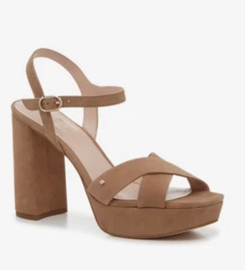 Kate Spade Tan Delphi Platform Block Heeled Sandals Open Toe Ankle Strap Sz 10 - Picture 1 of 7
