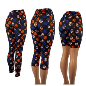 Red White Blue 4th of July Paw Prints POCKETS Leggings Capris or Shorts - Picture 1 of 20