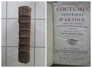 Coutumes générales D'ARTOIS, 1739. 8 grands bois gravés (manque la carte). - Imagen 1 de 23