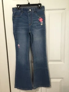 Wonder Nation Flare Legging Jeans L (10-12) Girls With Embroidered Flowers - Picture 1 of 3