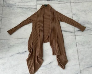 Lauren Ralph Lauren Open Cardigan Cable Knit Long Shawl Brown Women’s Medium - Picture 1 of 9