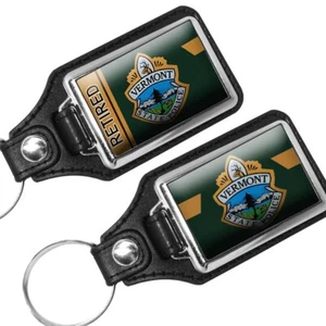 Vermont State Police Retired Door Emblem Design Faux Leather Key Ring - Bild 1 von 5