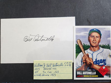 3x5  Bill Antonello Baseball  Autograph Alex Stern Collection