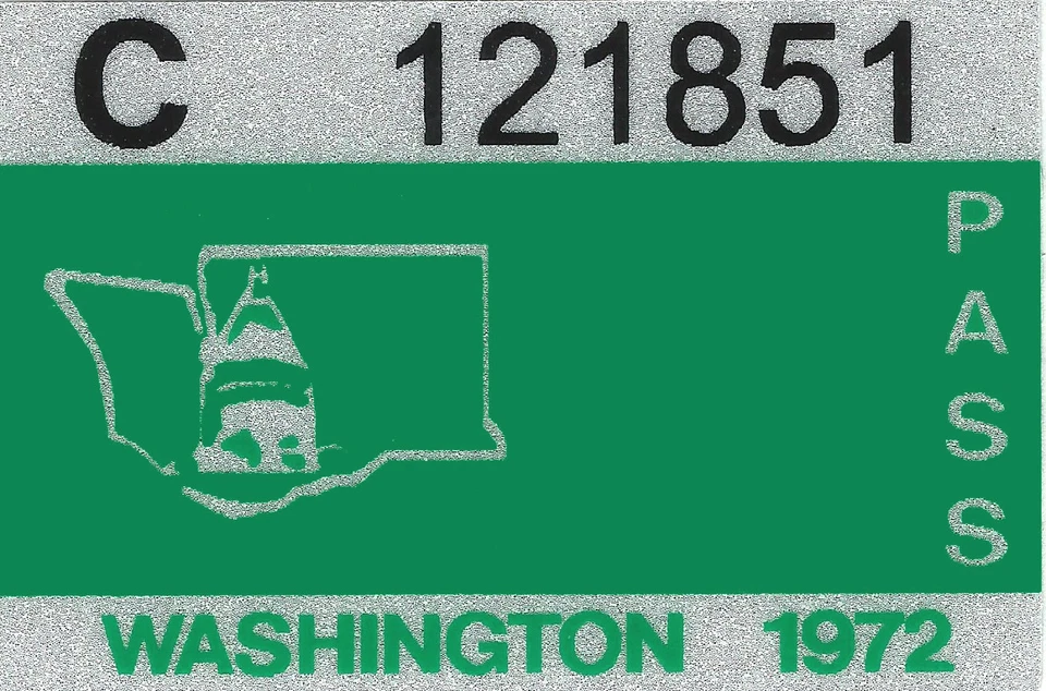 1972 WASHINGTON Vinyl Sticker Decal -CAR/Passenger License Plate Reg.TAB TAG-New - Image 1 of 1