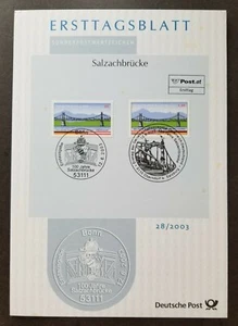 [SJ] Germany Austria Joint Issue Bridge 2003 (FDC) *see scan - Picture 1 of 7