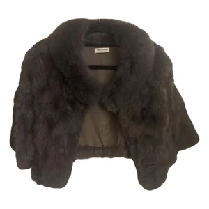 Luxury RARE Yves Salomon cropped fur coat (rabbit & fox fur). Size 38. Grey - Picture 1 of 4