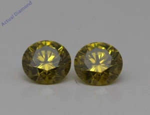 Ein Paar runde lose Diamanten (0,62 ct, Farbe gelb (bestrahlt), vs1 Reinheit) - Bild 1 von 4