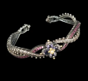 Barbara Bixby 18K Gold, Sterling Silver and Semi Precious Stones Cuff Bracelet - Picture 1 of 9