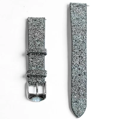 Correa de reloj Michele de cuero negro brillante blanco de 16 mm para mujer 301924801 Foto 1 de 2