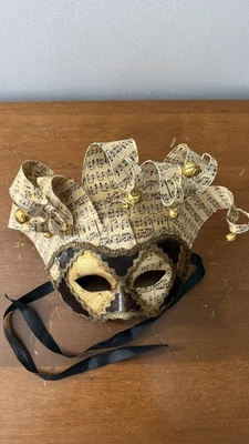 Venetian Jester Mask~ Gold & Musical~Carnival Mask  - Image 1 of 4